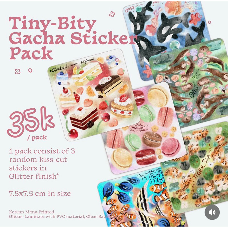 

Tiny Bity Gacha Sticker Pack - Sweets, Ocean and Forest Series by Dailylouisbella