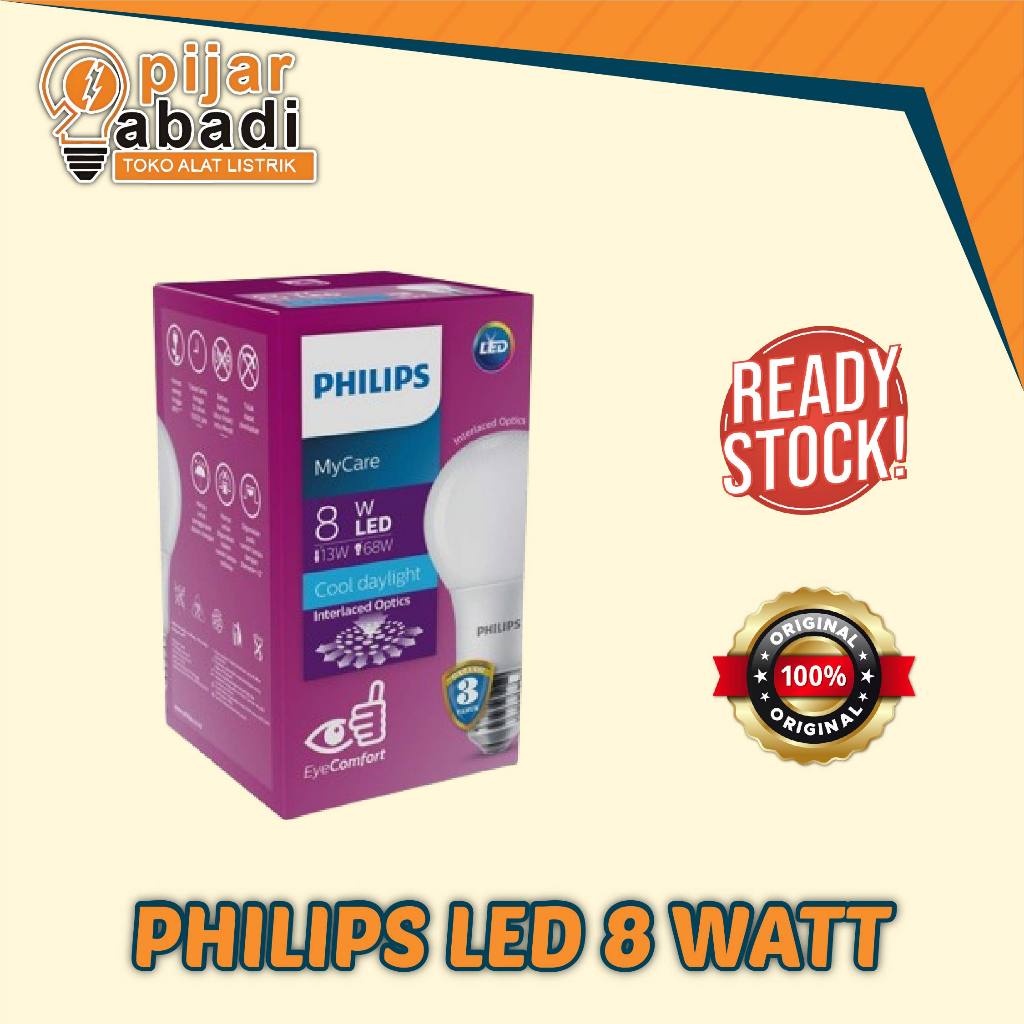 Lampu Philips LED MyCare 8 Watt Putih - Bohlam LED 8W 8Watt