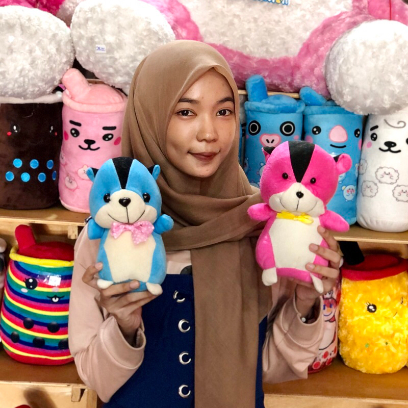 Boneka Tupai mini duduk lucu boneka tupai ekor Plush Boneka Hewan Tupai one house party