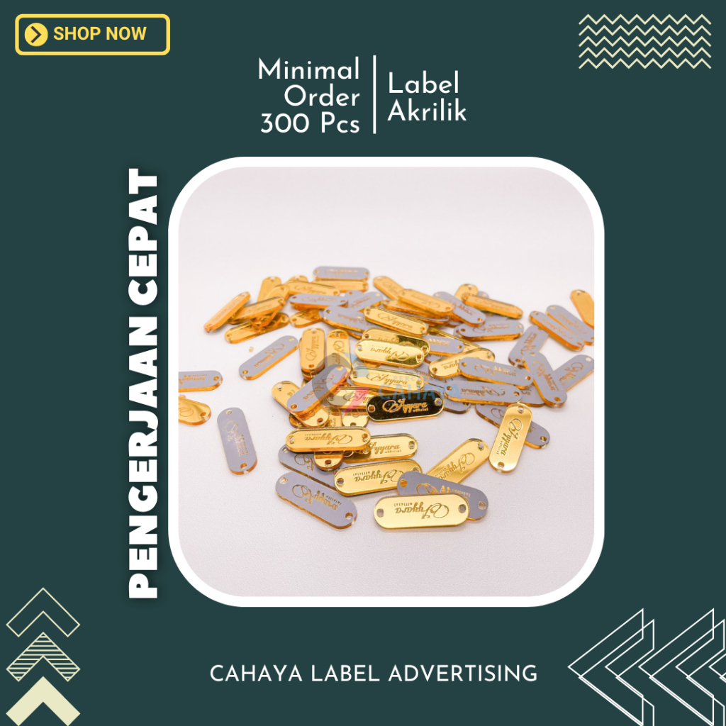 

minimal order 500 pcs / label akrilik / akrilik hijab / lebel hijab / label amis / aksesories pakaian