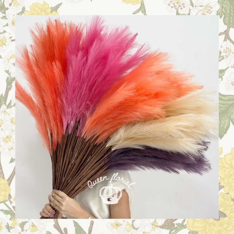 80cm pampas grass 3 cabang artificial bulu daun pampas rumput dekorasi pelaminan dekorasi rustic 110