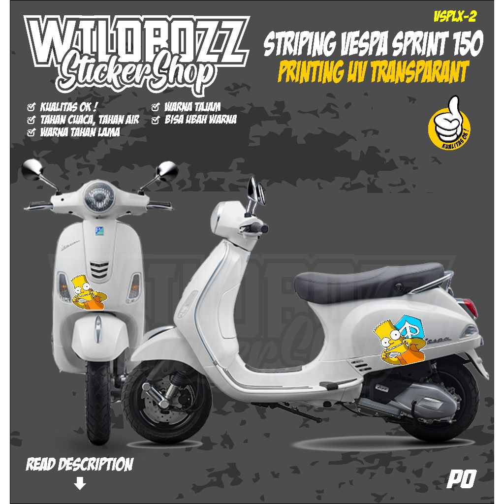 striping vespa lx printing uv transparan  (vsplx-2) wildbozz sticker