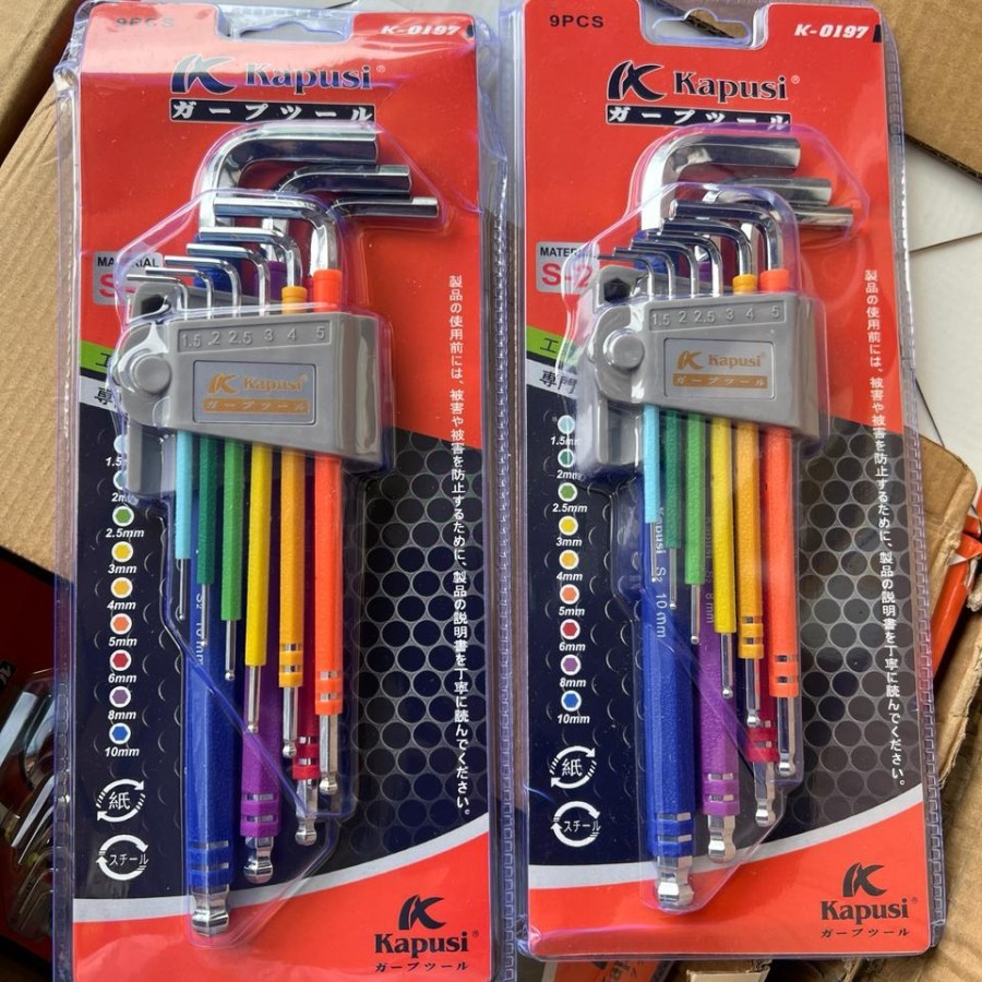 KUNCI L SET /KUNCI L BALLPOINT WARNA WARNI / HEXAGON KAPUSI 9pcs