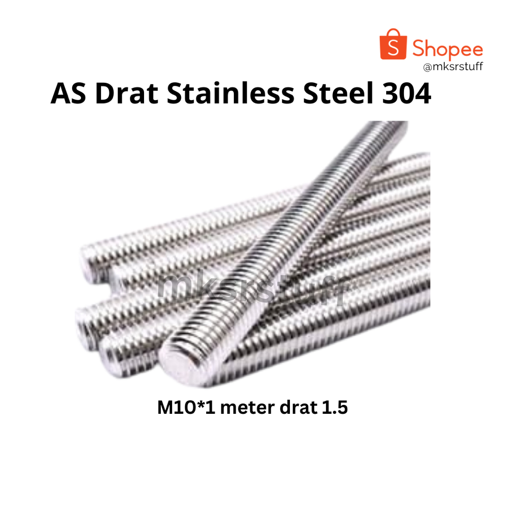 M10 Ulir 1.5 - AS Drat Stainless Steel 304 - SS304