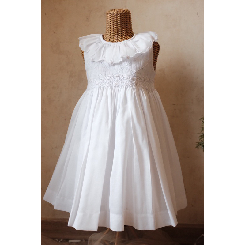 NEW rare luli and me Us handsmocked dress white 3y