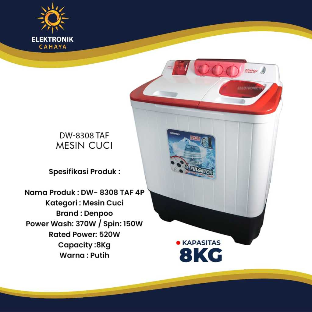Denpoo Mesin Cuci DW 8308 TAF Twin Tub