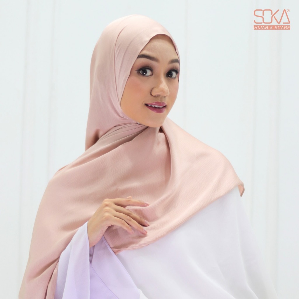 SOKA - Hijab Pashmina Shimmer Silk Shwarna Latte  Premium - Fashion Muslim