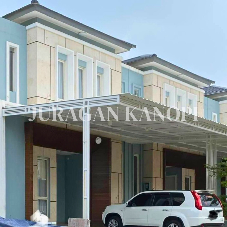 kanopi rangka galvanis atap alderon single layer terpasang surabaya