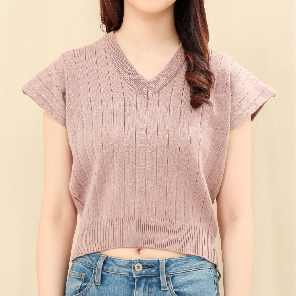 Vest rompi tebal knit premium-rompi rajut wanita impor