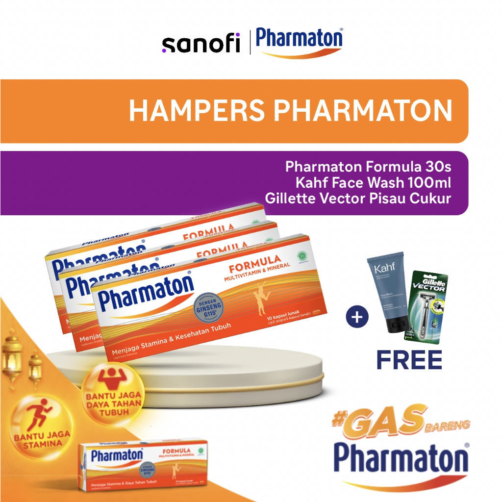 Pharmaton Formula 30s - Multivitamin Jaga Kesehatan dan Stamina + FREE Kahf Face Wash and Gillette V