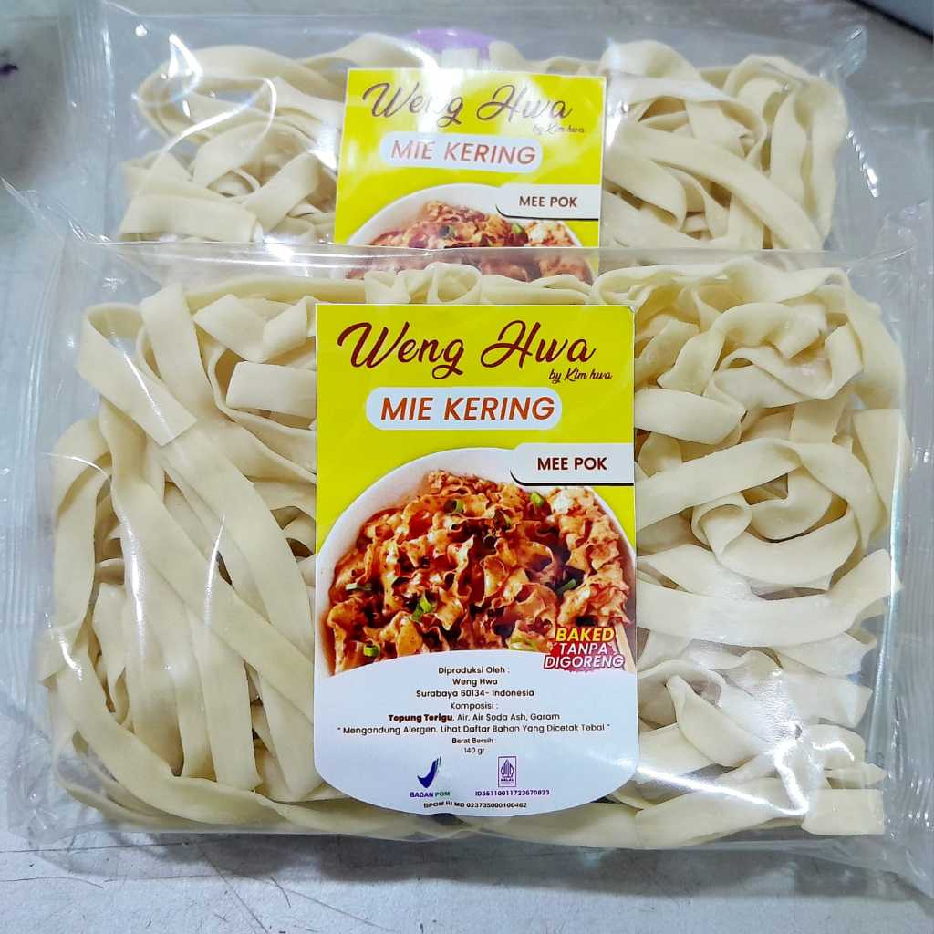 [HALAL] MEE POK Kering / Mie Kering Lebar Mi Pok Weng Hwa Mipok By Kim Hwa 140gr