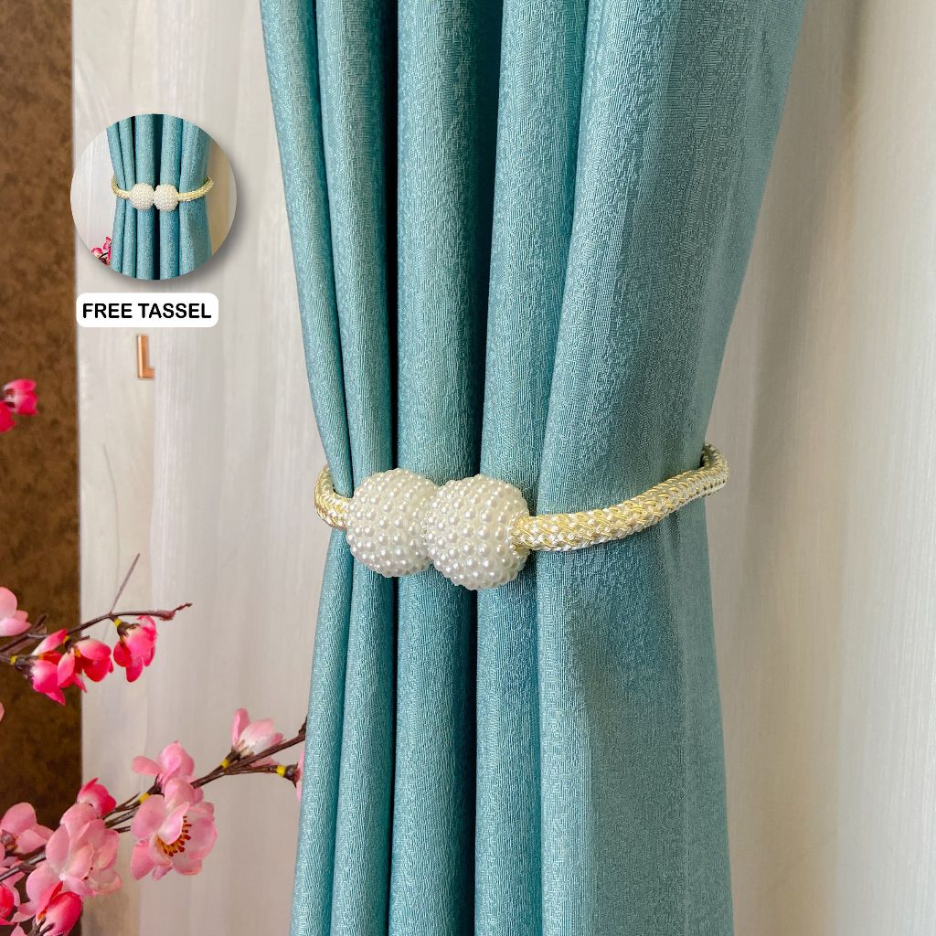 Gorden Tirai Import Premium Jacquard Blackout Aqua Hijau Tosca Pastel Tebal Semi Glossy