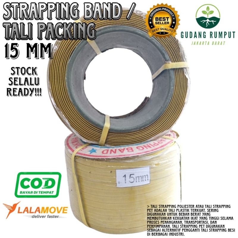 

PLASTIK STRAPPING BAND 15MM BERAT 6-7 KG TALI KUNING STRAPPING