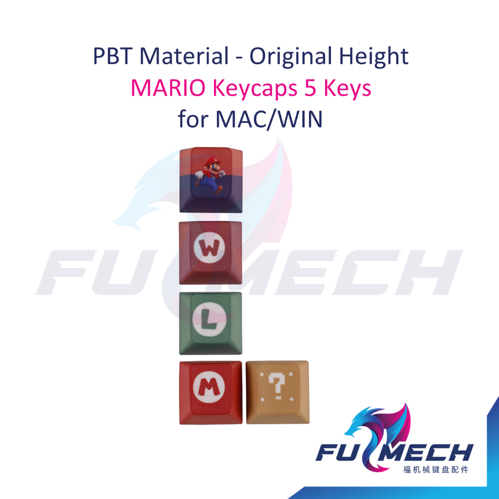 MARIO KEYCAPS 5 KEYS | PBT MATERIAL | ORIGINAL HEIGHT | DIY MECHANICAL KEYBOARD