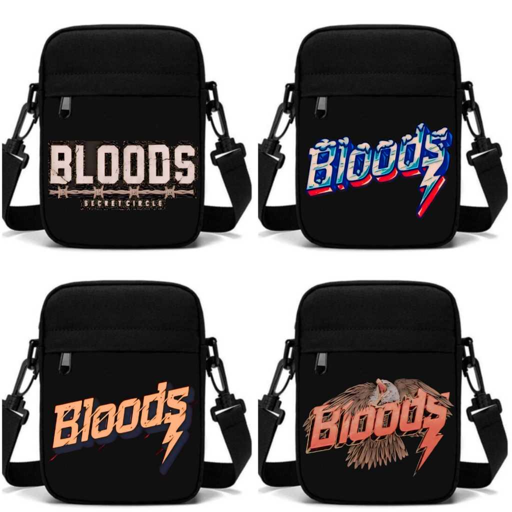 Tas Selempang Hitam Distro Bloods Bahan 100% Kanvas Cordura / Tas Selempang Mini Bloods / Sling Bag 