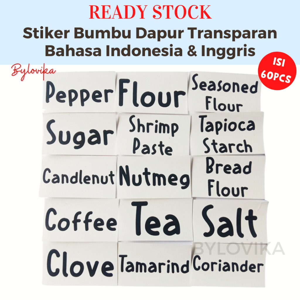 

[SIAP KIRIM] READY STOCK STIKER NAMA BUMBU DAPUR TRANSPARAN BAHASA INGGRIS STICKER KITCHEN LABEL GULA PENANDA MURAH WATERPROOF ANTI AIR DALAM IN ENGLISH TERMURAH BISA COD PANTRY LABELS