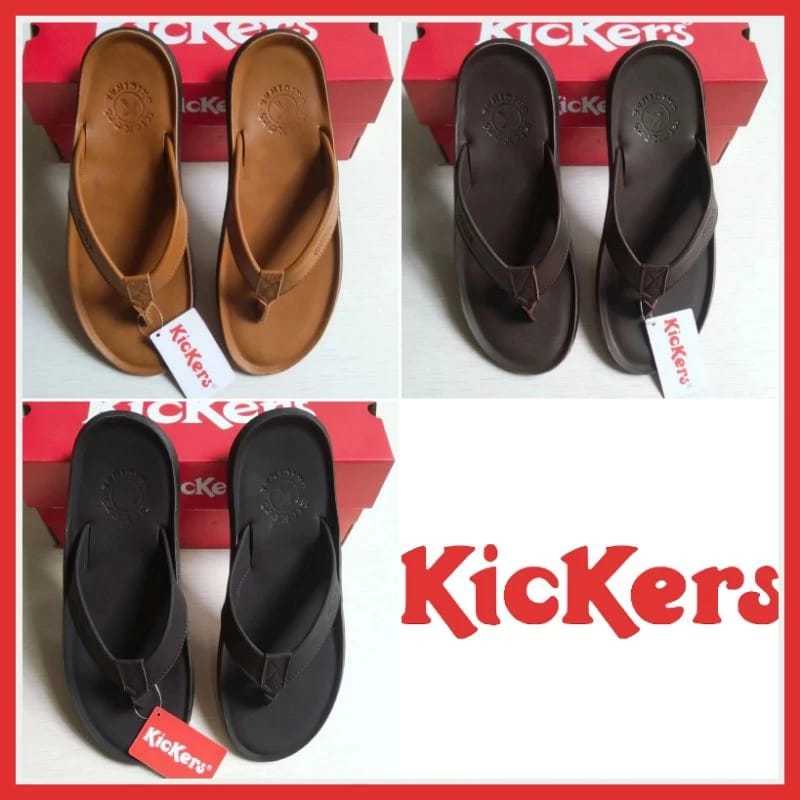 sandal kickers pria - sandal jepit kickers kulit - sandal Japit pria kickers Original Kulit asli