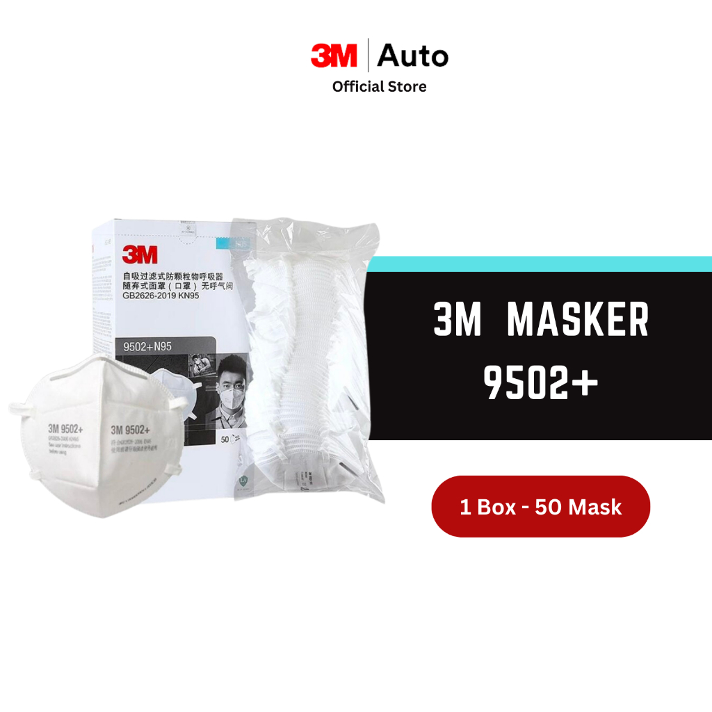 3M 9502+ Masker N95 Particulate Respirator - 1 Box (50 masker)