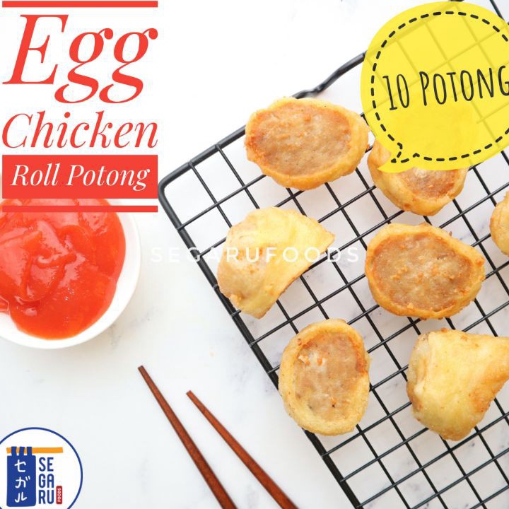 

Ready Stok Egg Chicken Roll Potong Bento Frozen Food Homemade Halal isi 1 Pcs