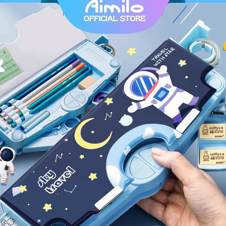 

KJY561 GROSIR READY Aimilo Tempat Pensil Multifungsi Kotak Pensil Anak Lengkap Peruncing Gunting Isolasi Penghapus Penggaris Alat Tulis Sekolah