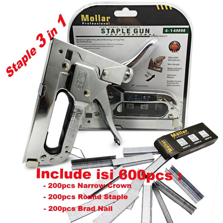 

CUT694 MURAH LEBAY Gun Tacker Alat Staples dan Paku Tembak 3in1 Staple Gun Mollar 414mm