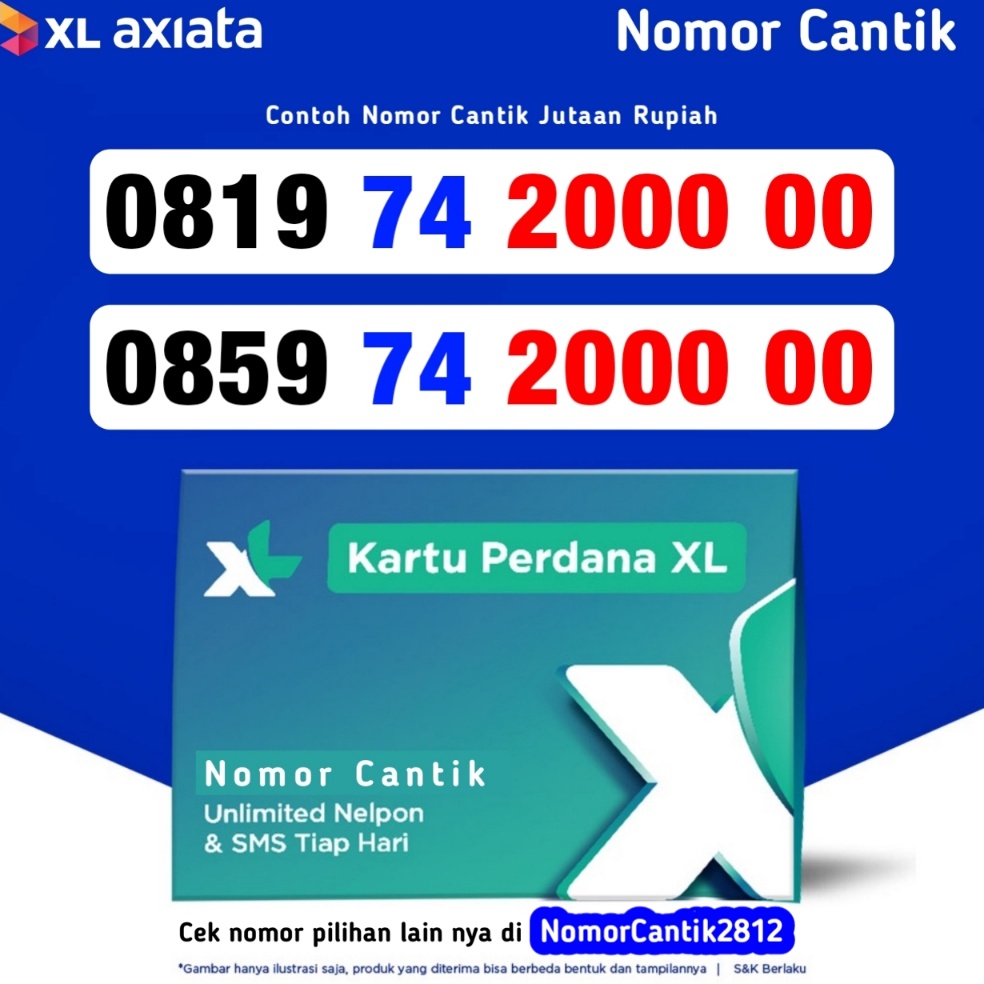 REKOMENDASI Nomer Cantik XL Kode X  Double Triple Kwarted Panca Hexsa Sapta Hoki Yilufa 168 Tahun La