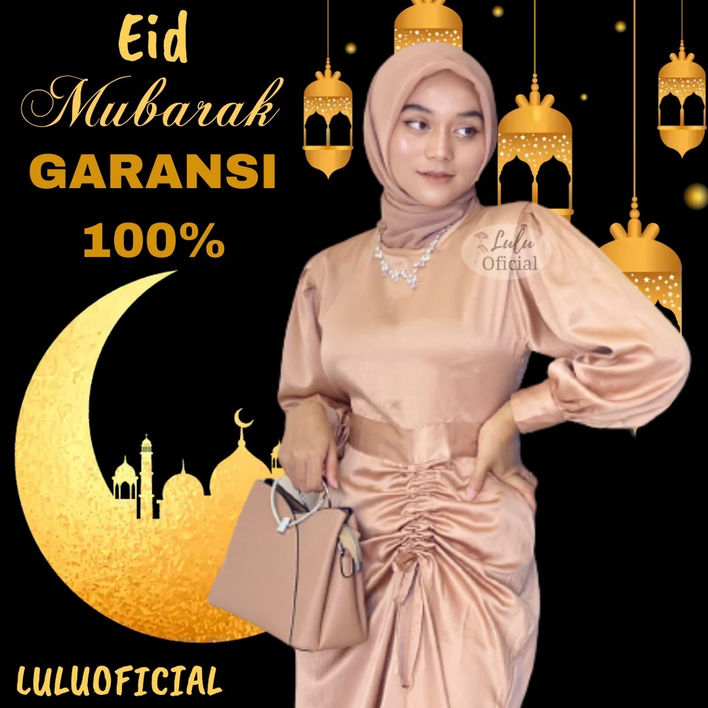 dress lebaran kekinian terbaru 2024 gamis remaja wanita simple elegant