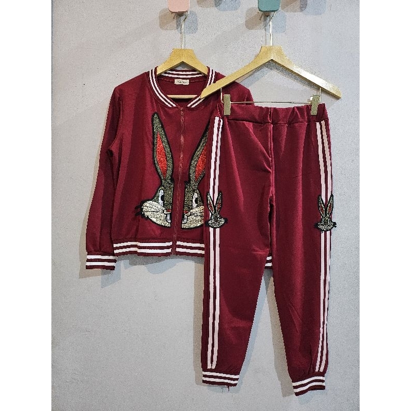 Setelan celana + jaket bugs bunny patch bordir / set olga