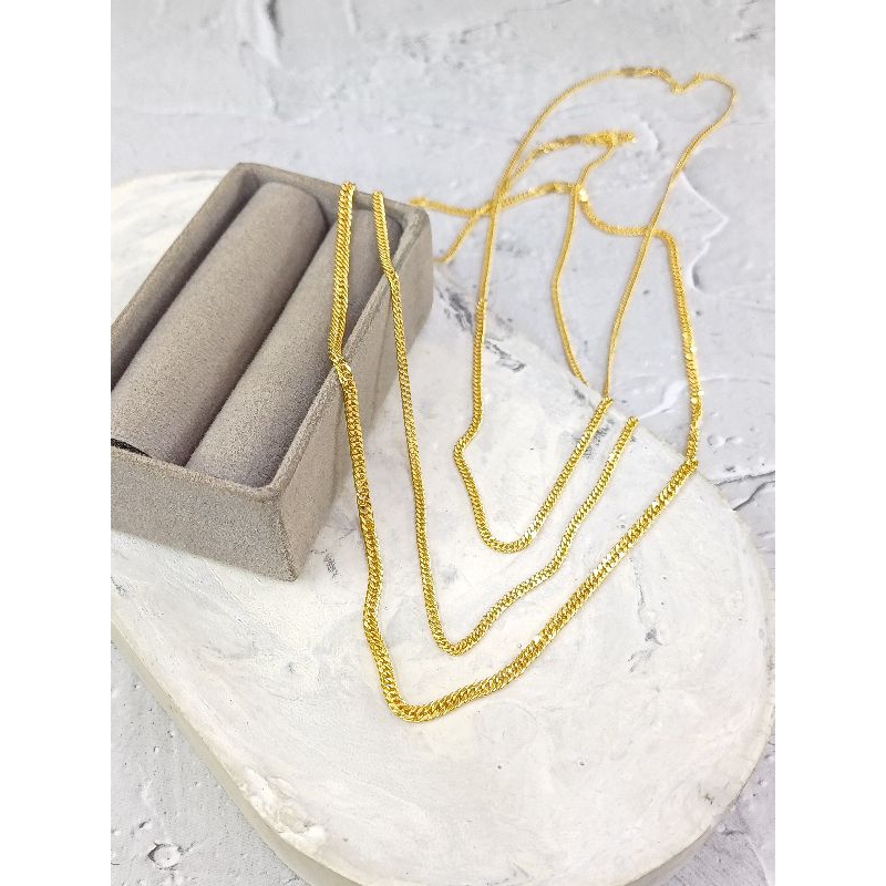 Kalung rantai hollow Emas Asli 8K