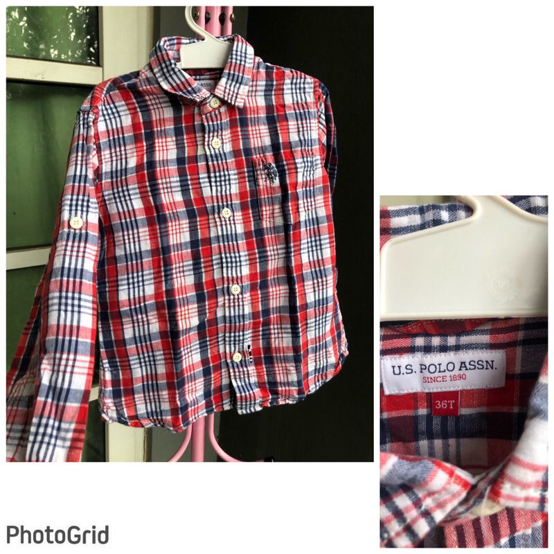 kemeja anak us polo assn sz 3-4y merah