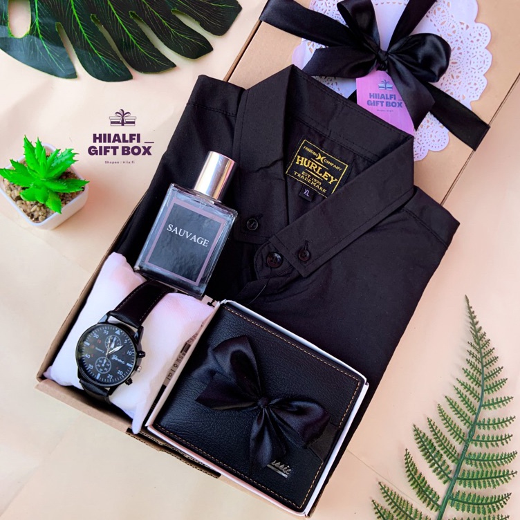 Cuma disini Paket Salman Hampers Kaos Kemeja cowok parfum cowok jam tangan dompet cowok kado ulang t