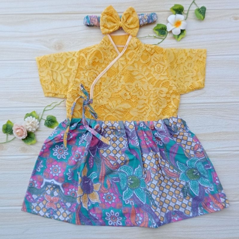 Hanbok Anak Kekinian / Hanbok Batik Bayi / Hanbok Brokat warna KUNING