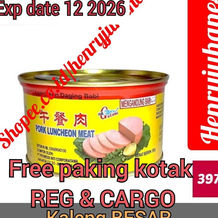 

TERMURAH 397 gram Gulong Canned Ham Pork Luncheon Meat free pakiing kotak untuk reg dan cargo daging babi daging maling non halal