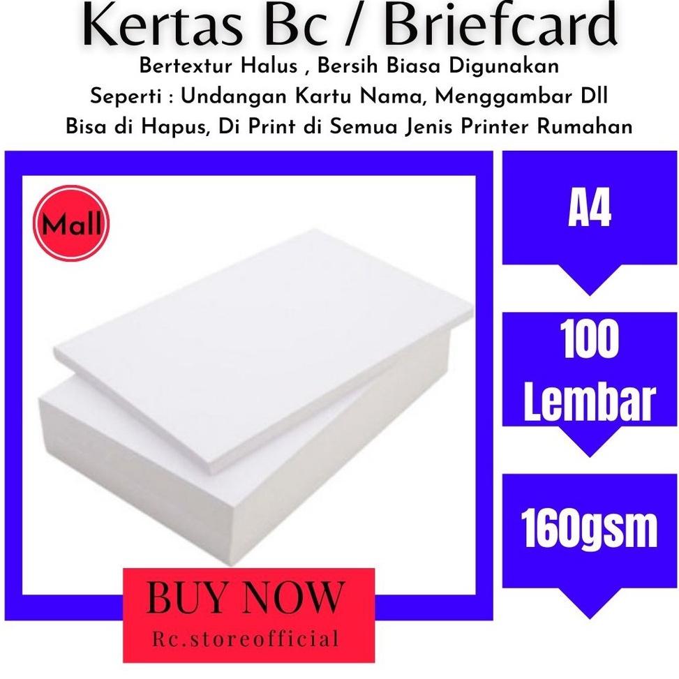 

WQS275 Terbaru 1 Lembar hight quality A4 Kertas Briefcard BC 16gsm putih