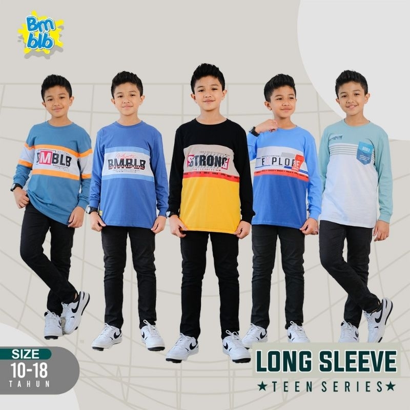 Kaos Lengan Panjang Anak Tanggung Kaos Panjang Anak Remaja  7-15  Tahun