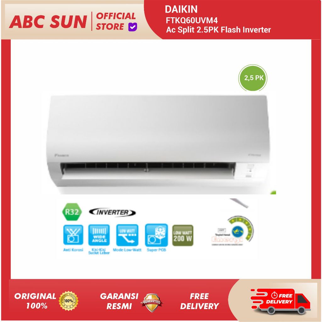 Ac Daikin FTKQ60UVM4 Ac Split 2.5PK Flash Inverter