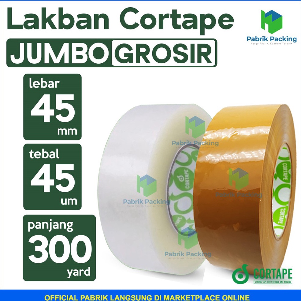 

GJJ863 TERBARU Lakban Isolasi Cortape Ukuran 45mm x 3 Meter Satuan Jumbo