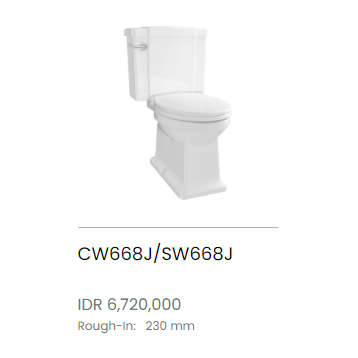TOTO CLOSET KLOSET DUDUK PUTIH  Close Coupled Toilet CW668J/SW668J