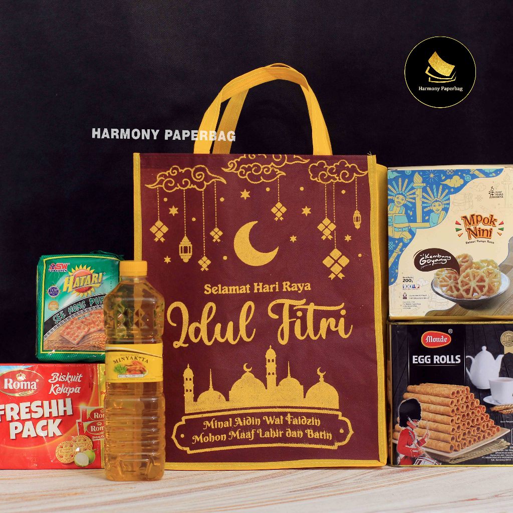 

TAS HAMPERS IDUL FITRI CETAK SABLON SIAP KIRIM