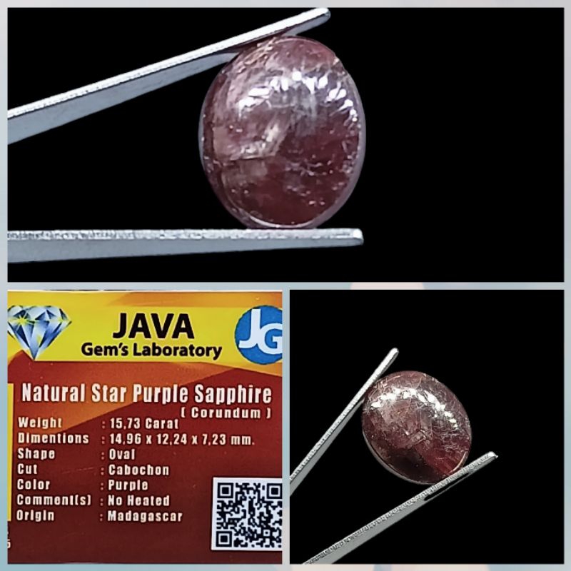 Lostune Batu Natural Star Purple Safir + Memo