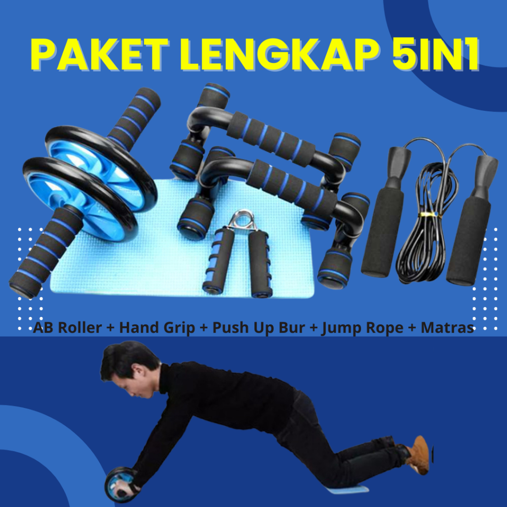 Paket Lengkap Alat Gym | Paket Lengkap Workout | Alat Push Up | Alat Fitness Satu Set | Double Whell