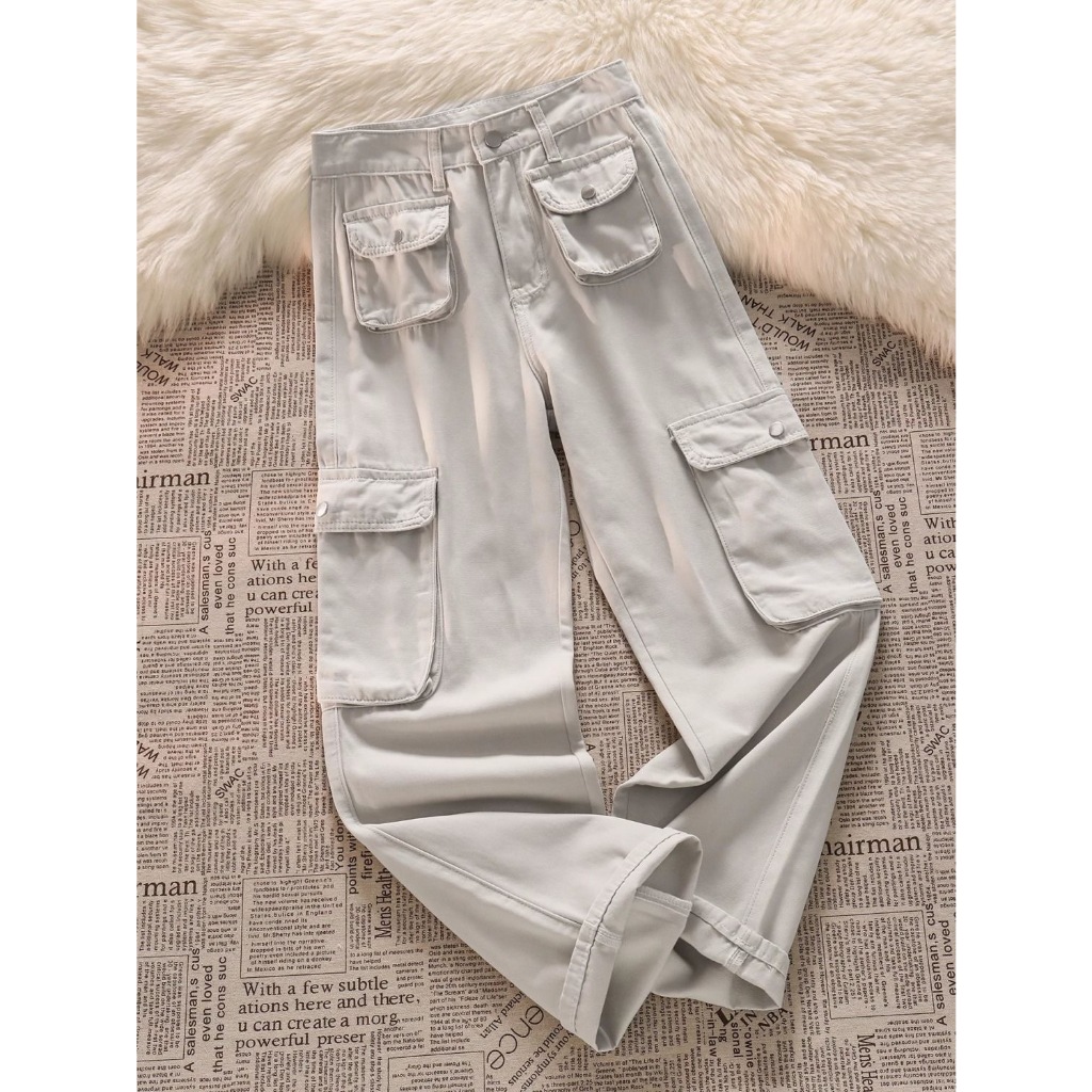 KOIKOO Cargo Pants Wanita Highwaist Premium | Cargo Jeans Wanita Korea | Celana Jeans Wanita High Wa