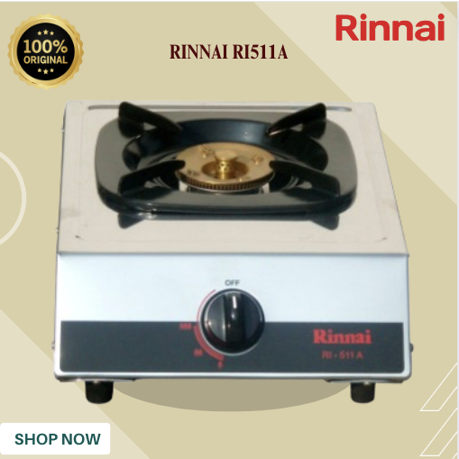 KOMPOR GAS RINNAI 1 TUNGKU RI511A/RI-511A/RI 511A/RI 511 A/KOMPOR GAS 1 TUNGKU RINNAI ORI BERGARANSI