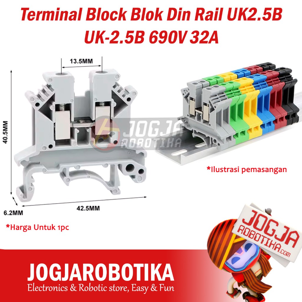 Terminal Block Blok Din Rail UK2.5B UK3N UK5N UK6N UK10N UK16N 800V Stopper TAB End Clamp Marking La