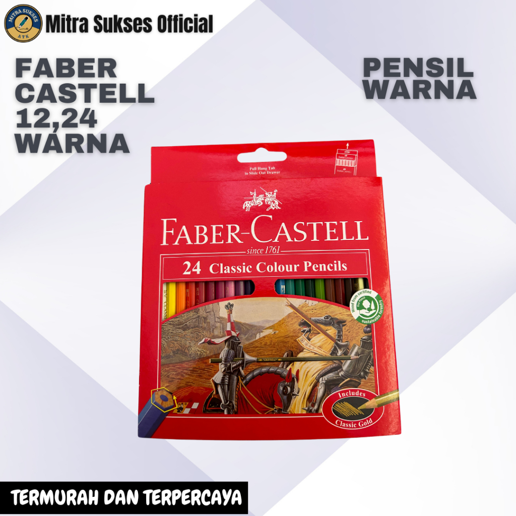 

PENSIL WARNA FABER CASTELL 24 WARNA PANJANG CLASSIC