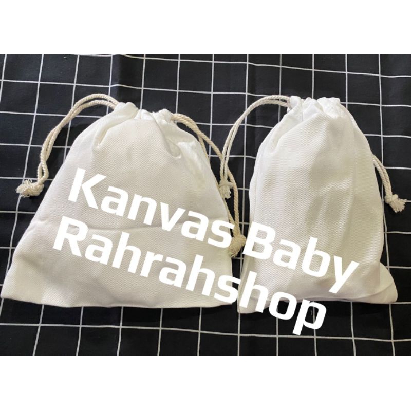 Pouch Serut Kanvas Baby Grade A Polos dan Sablon - Ukuran Kecil