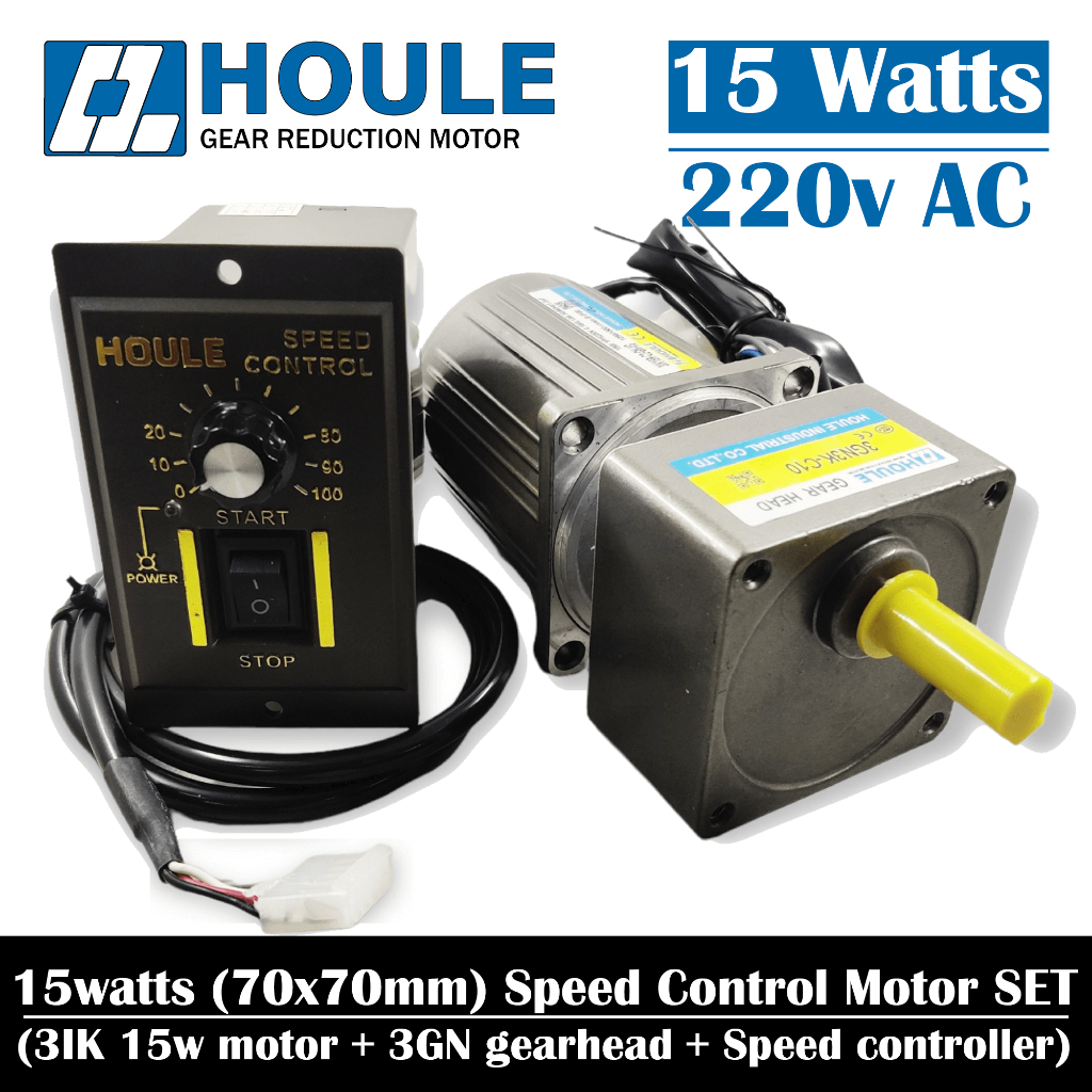 Houle Motor 15W 220v AC 3IK Variable Speed Control Motor Gearbox Set 1 Phase 15watt Dinamo Motor Gea