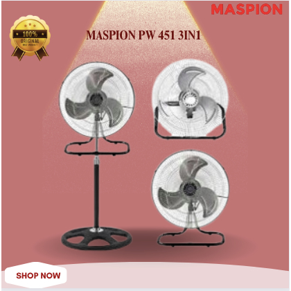 MASPION KIPAS ANGIN POWER FAN PW 451 3IN1 TERMURAH ORI/PW451/PW-451/KIPAS ANGIN BERDIRI 18 INCH