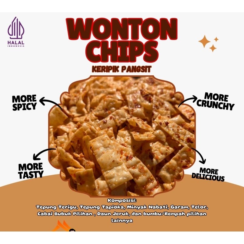 

WONTON CHIPS || KERIPIK PANGSIT GURIH, RENYAH, PEDAS, ENAK
