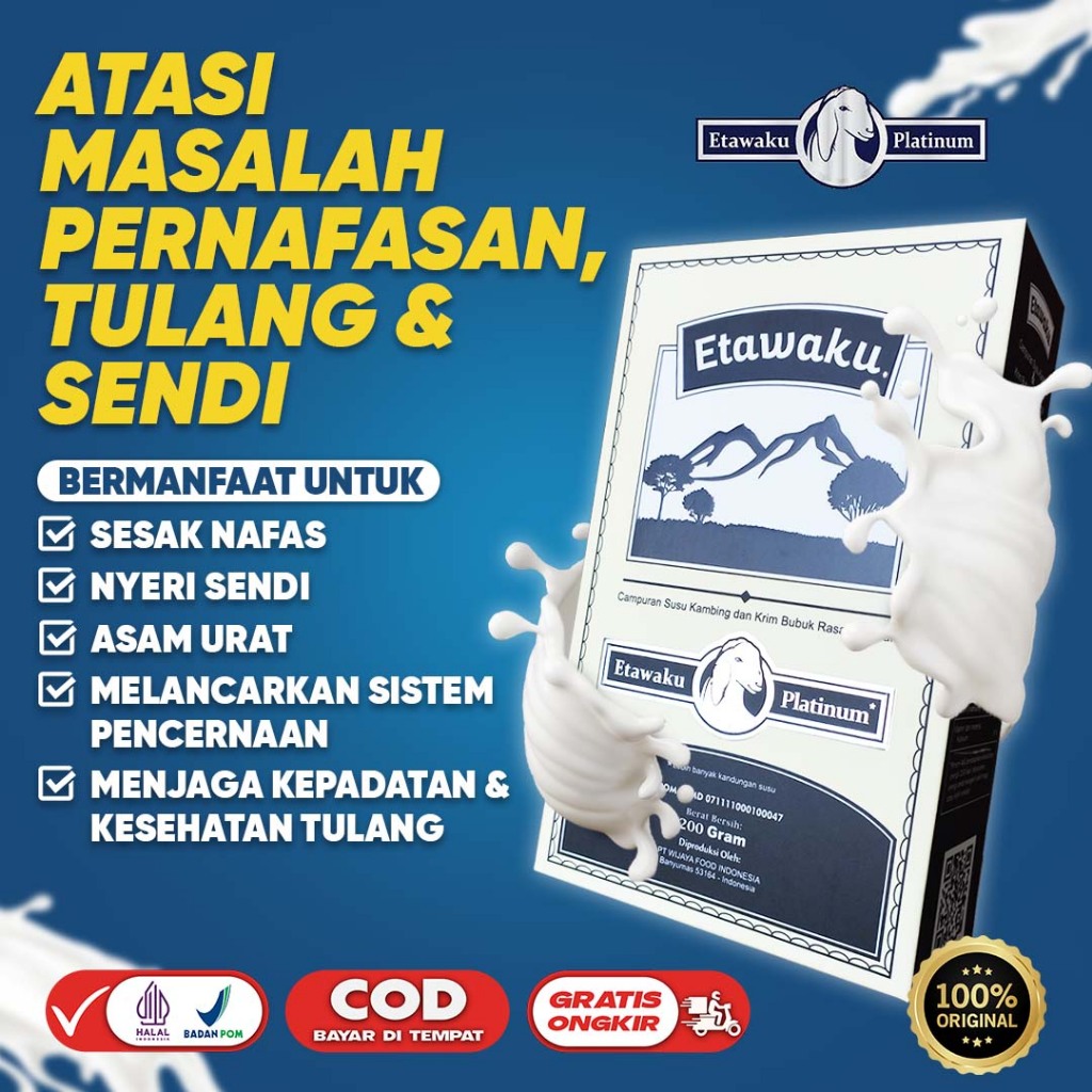 

Etawaku Platinum -Atasi Masalah Sesak Nafas, Nyeri Sendi, Nyeri Lutut, Nyeri Tulang, Saraf Kejepit